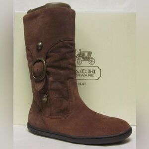 Coach Meyer Mocha Brown Signature Suede Boots Size 11